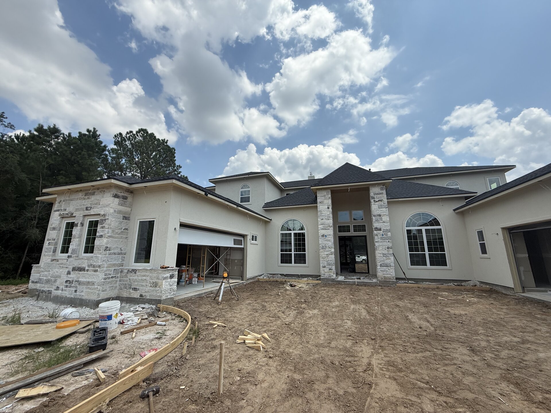 Custom stucco home windows